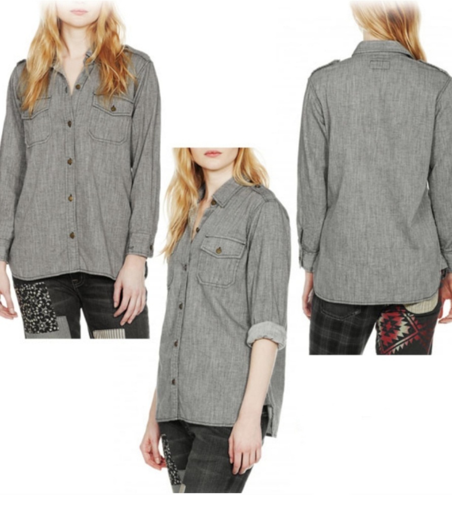 Current Elliott The Perfect Shirt Black Chambray